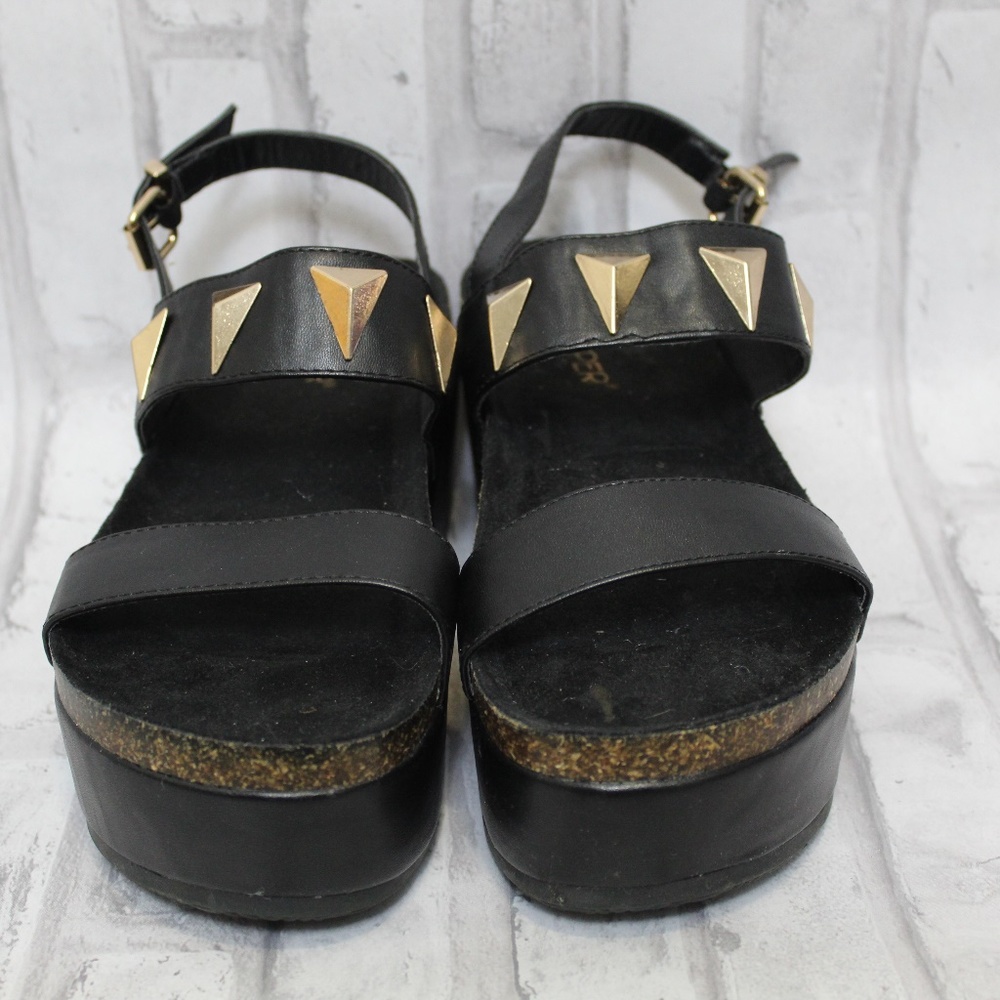 New Black Platform Sandal with Gold Metal.